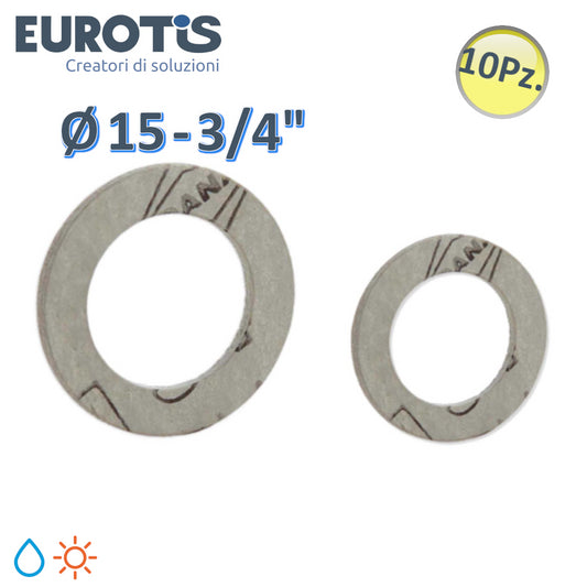Set of 10 flat gaskets Ø 15 - 3/4'' for water and solar - Eurotis
