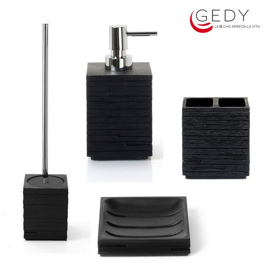 Set of 4 black Quadrotto design accessories from GEDY