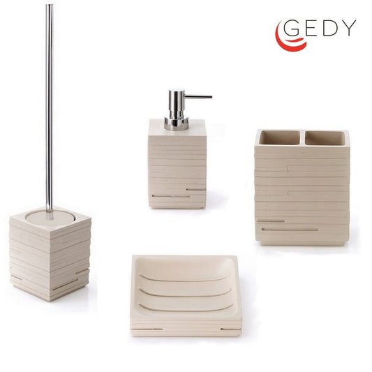 Set of 4 Quadrotto Tortora design accessories from GEDY