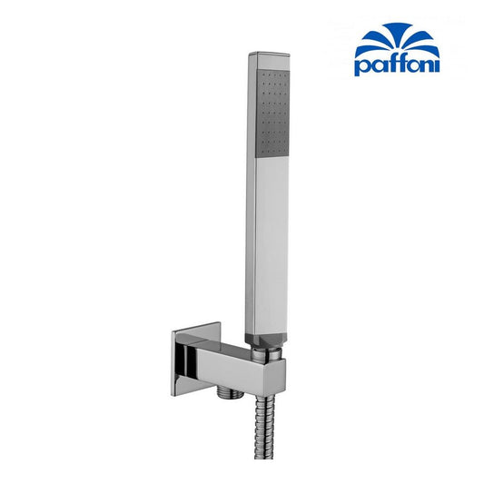 Built-in square shower set with water connection and metal shower head