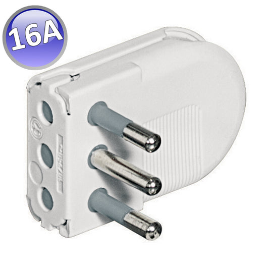 Spina volante 2P+T 16A salvaspazio - bianco