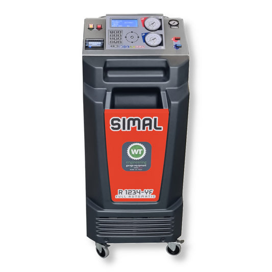 STAZIONE SUPER AUTOMATICA DI RICARICA CLIMATIZZAZIONE AUTOVEICOLI RECUPERO VUOTO E CARICA CON BILANCE ELETTRONICHE GAS R1234YF -