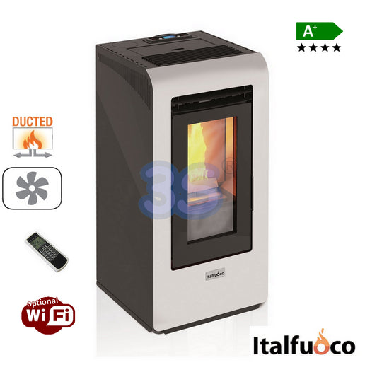 Stufa a pellet canalizzata Italfuoco Cayenne 10 Kw 230 m³ bianca con telecomando - CYCA.10BC