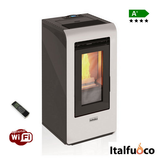 Stufa a pellet Italfuoco Cayenne potenza 10Kw 230 m³ bianca con telecomando - CY.10BC