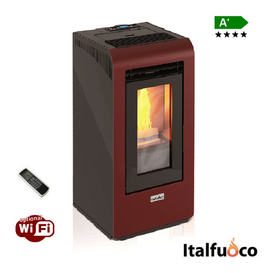 Stufa a pellet Italfuoco Cayenne potenza 10Kw 230 m³ bordeaux con telecomando - CY.10UX