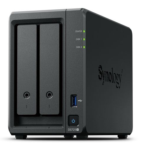 SYNOLOGY NAS TOWER 2X SATA, 2X NVME, MAX 40 CAM, RYZEN R1600, 4GB ECC, 2.5GBE, USB, ESATA, 2 LICENZE