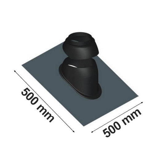 Tegola in piombo modellabile per camini base 500x500 mm diametro Ø 60-100 / 80-125 mm colore nero
