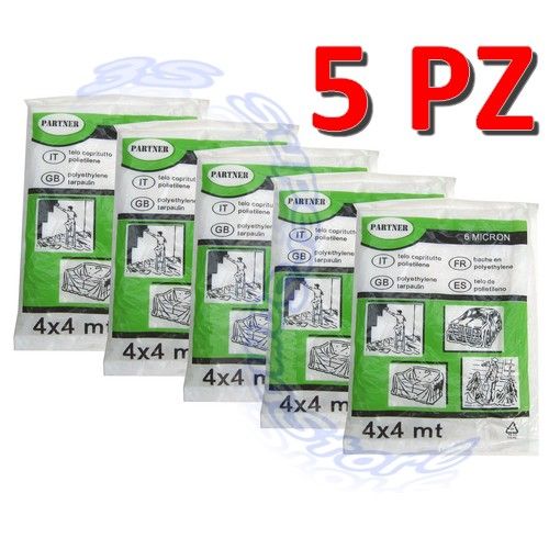 Telo copritutto in polietilene 4x4 mt - 5 pezzi