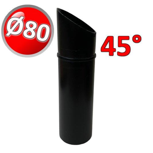 MF 45° terminal in black PPs Ø 80 mm for condensing boiler flue gases