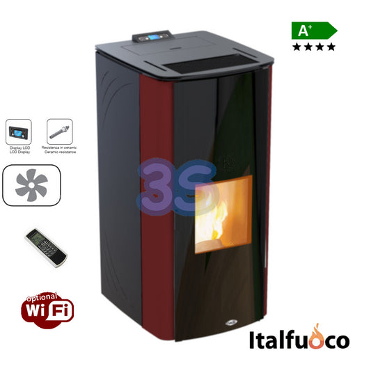 Termo idro Double Door stufa Italfuoco 19Kw - 440 m³ bordeaux - IDRONICA con circuito caloriferi