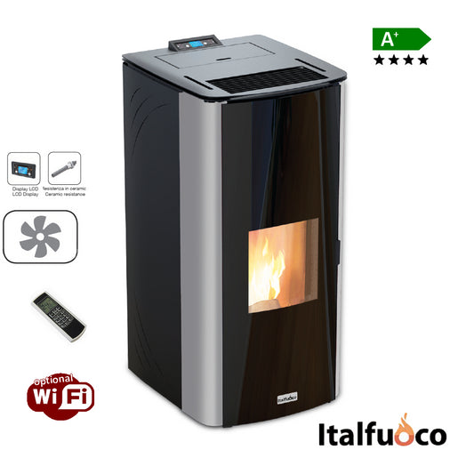 Termo stufa Italfuoco DOUBLE DOOR 23Kw - 510 m³ bianca - IDRONICA con circuito acqua riscaldamento