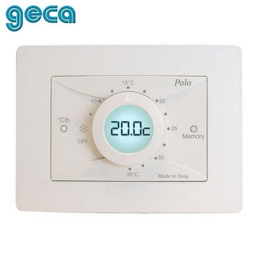 POLO Geca room thermostat - wall-mounted, battery-powered, backlit