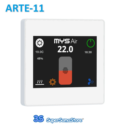 ARTE-11 WHITE touchscreen WIFI thermostat with color LCD display. 230V