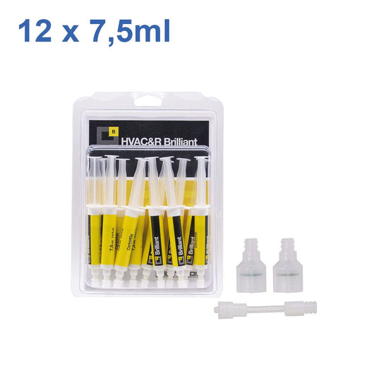 Tracciante U/V BRILLIANT per impianti A/C - 12 dosi da 7,5 ML con adattatore da 1/4 & 5/16 SAE