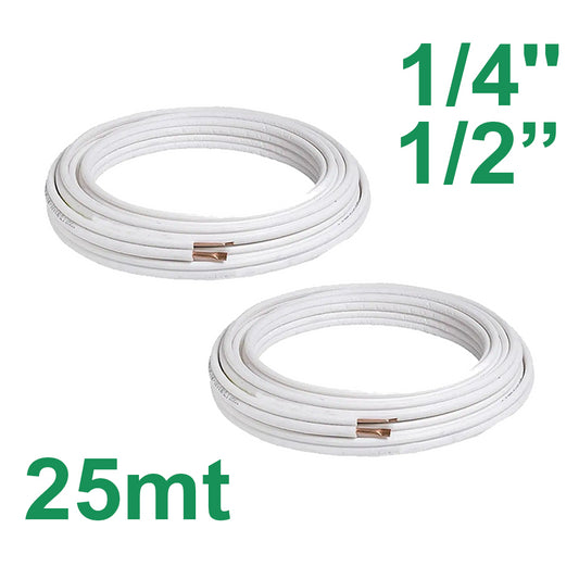 25 m of insulated copper pipes, 1/4'' and 1/2'', for air conditioning.