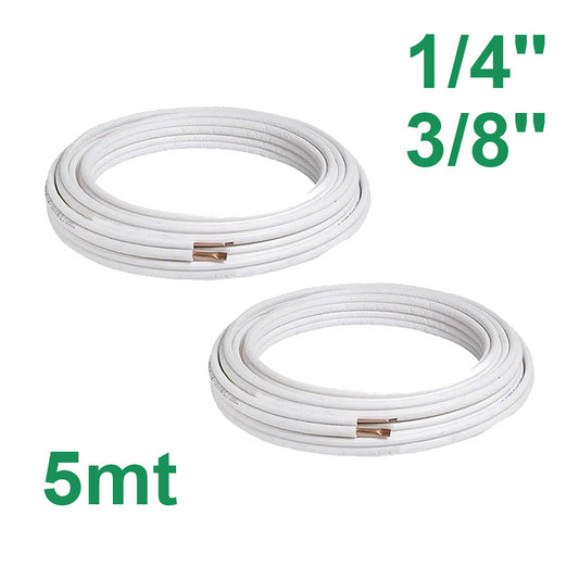 5 m pair of insulated copper pipes, 1/4'' and 3/8'', for air conditioning.
