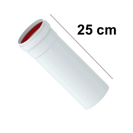 Tubo alluminio estruso lineare cm 25 bianco Ø 80mm per caldaie