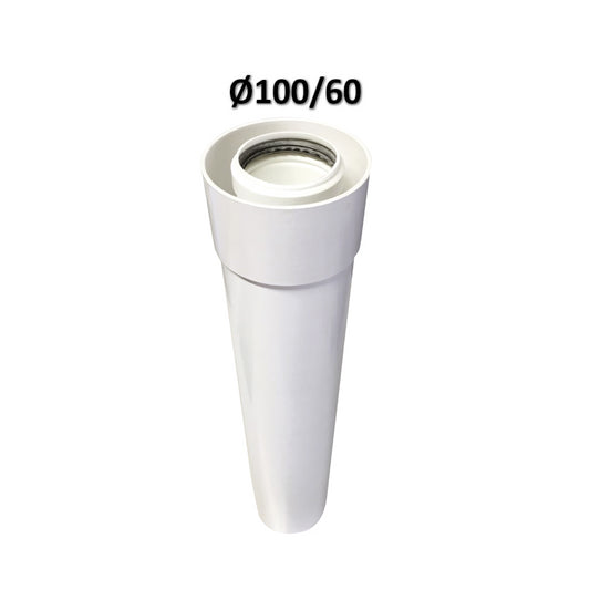 Coaxial pipe Ø 60/100 mm PVC PPS WHITE 100 CM for condensing boilers