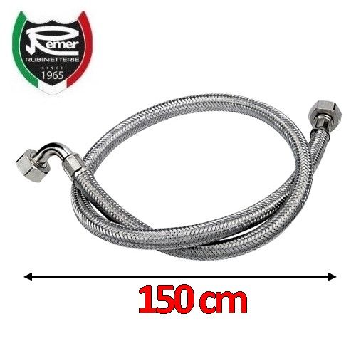 150cm 3/4'' x 3/4'' stainless steel braided washing machine inlet hose with bend