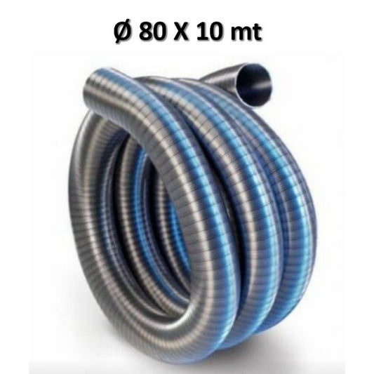 Flexible steel pipe Ø 80 mm length 10 m - smooth internal wall flue