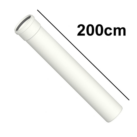 Linear pipe 200 cm in white PPs Ø 60 mm for condensing boiler flue gases