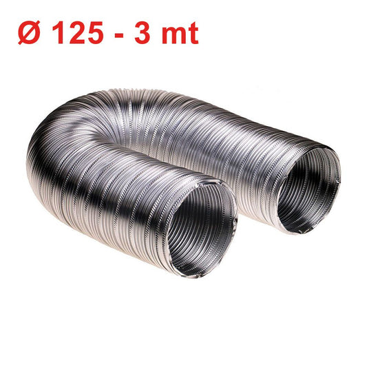 Tubo spiralato in alluminio estensibile lunghezza max 3 mt - per cappa cucina ventilazione areazione