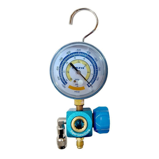 Vacuum gauge with 1/4 SAE connection tap for vacuum pump