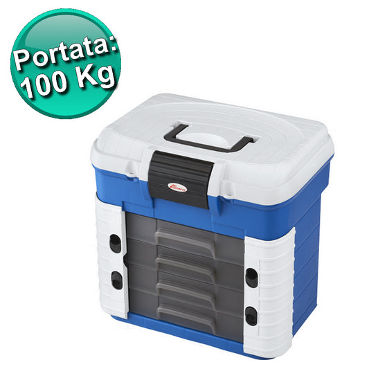 Polypropylene tool case with ergonomic seat for tools, fittings and utensils