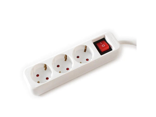 VALUE POWER STRIP, 3X, WITH SWITCHES, WHITE, 1.5M, SHUKO