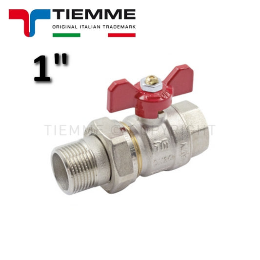 1'' MF ball valve with red butterfly lever fitting