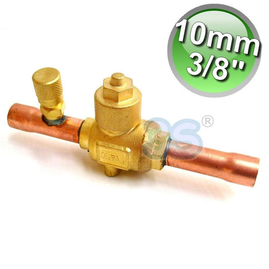 Valvola a sfera 10 mm con presa di servizio - 3/8'' biflusso in rame
