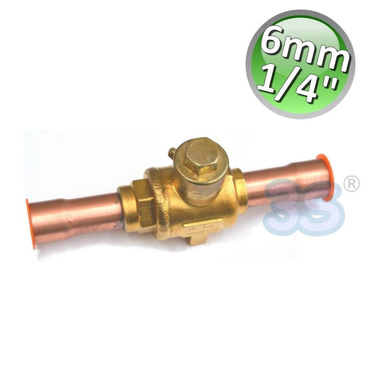 Valvola a sfera 6 mm - 1/4'' biflusso in rame