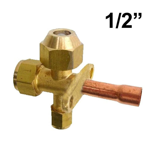 Valve with service socket and 1/2'' tap for external air conditioning unit