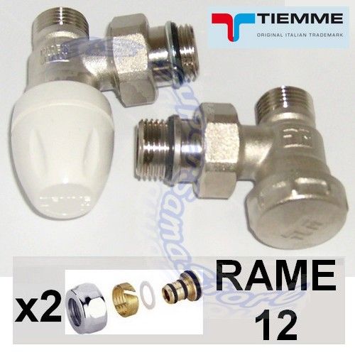 TIEMME 1/2'' square valve and lockshield with adapters for copper 12