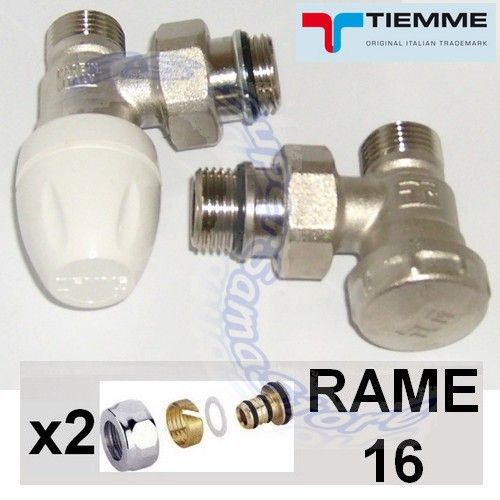 TIEMME 1/2'' square valve and lockshield with adapters for copper 16