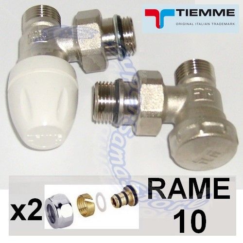 TIEMME 3/8'' angle valve and lockshield with Ø 10 mm copper adapters