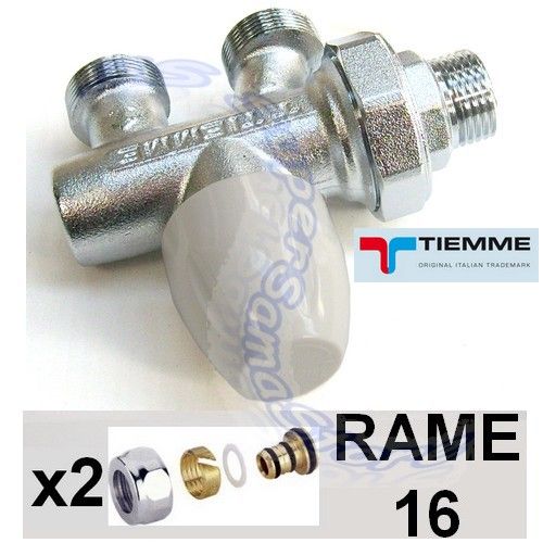 TIEMME 1/2'' single-pipe valve with adapters for 16 mm copper pipe