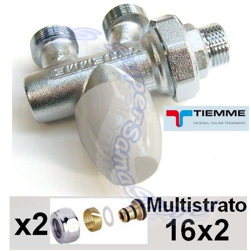 TIEMME 1/2'' single-pipe valve with 16x2 mm multilayer adapters