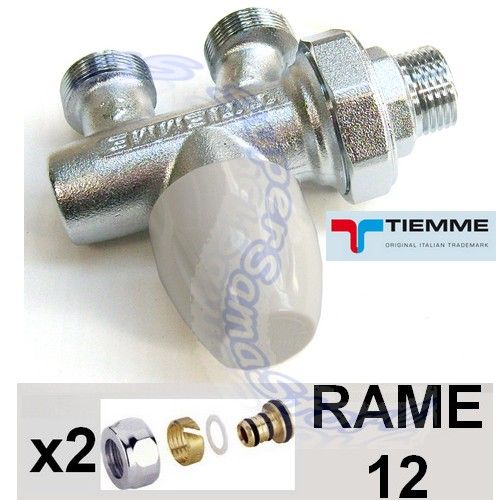 TIEMME 1/2'' single-pipe valve with adapters for 12 mm copper pipe