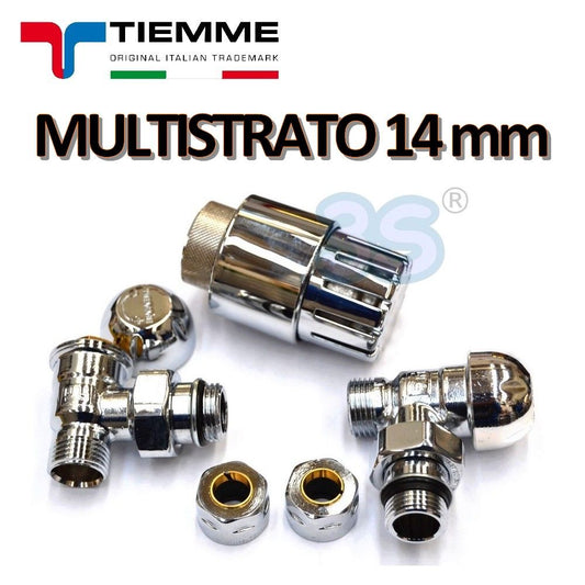 TIEMME chrome-plated thermostatic valves and heads with 14x2 mm multilayer adapters