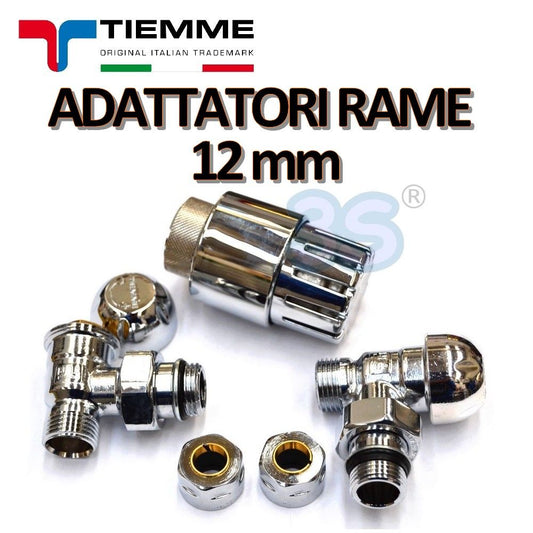 TIEMME chrome-plated thermostatic valves and heads with adapters for 12 mm copper pipes