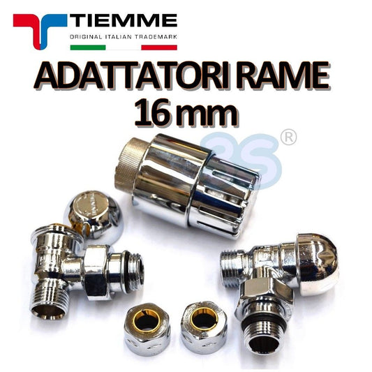 TIEMME chrome-plated thermostatic valves and heads with adapters for 16 mm copper pipes