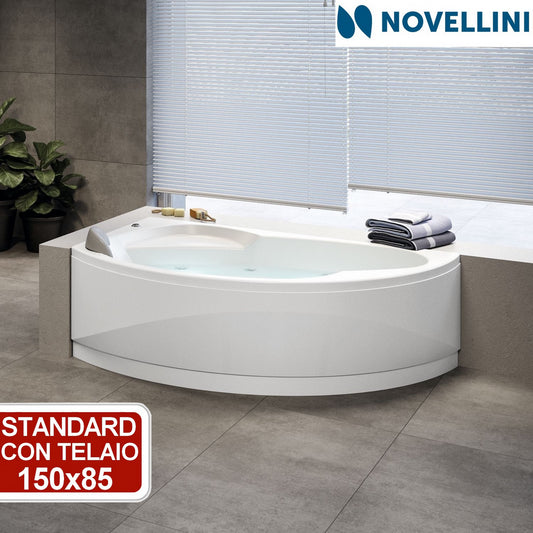 Corner bathtub - standard with frame and panels - Novellini Vogue 150x85 cm
