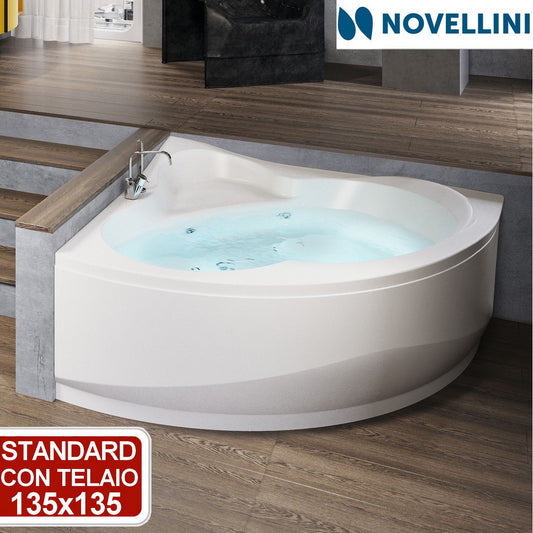 Round corner bathtub - standard with frame and panels - Novellini UNA 135x135 cm