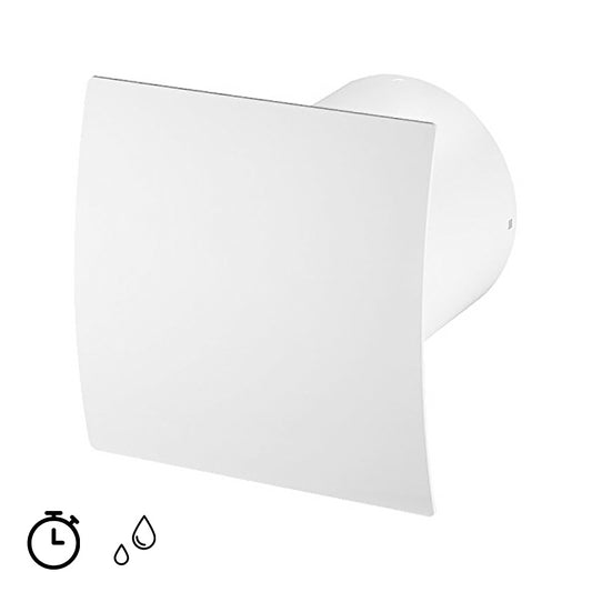 Ø 100mm domestic extractor fan with TIMER and HYGROSTAT - white faceplate