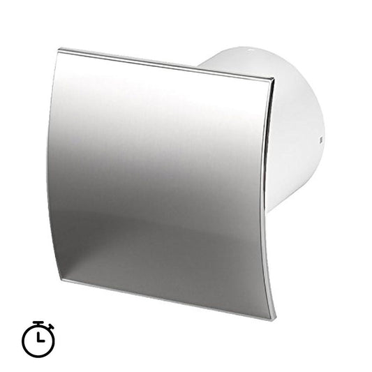 Ø 100mm domestic extractor fan with TIMER - polished chrome faceplate