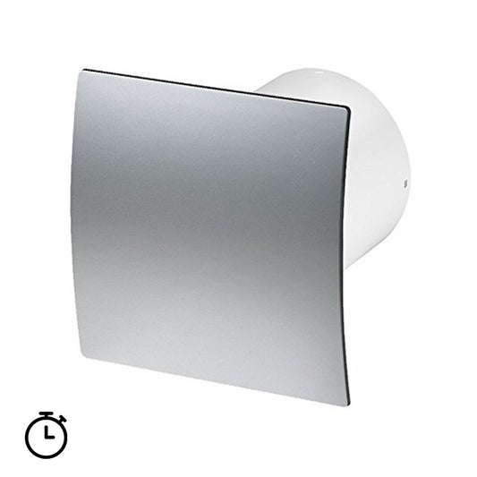 Ø 100mm domestic extractor fan with TIMER - satin chrome faceplate