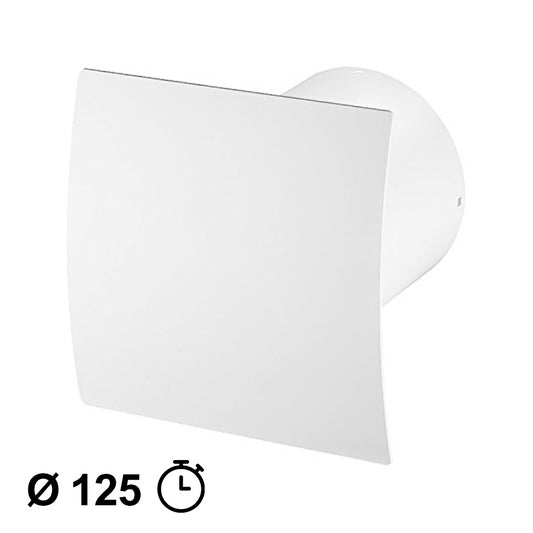 Ø 125mm domestic extractor fan with timer - white faceplate