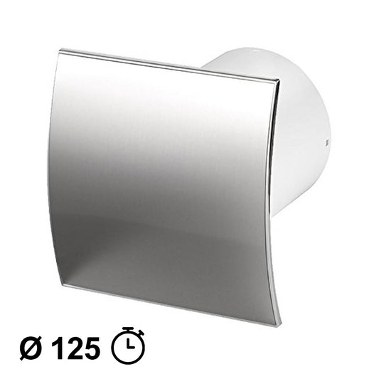 Ø 125mm domestic extractor fan with timer - polished chrome faceplate