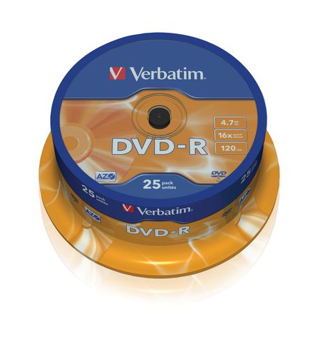VERBATIM DVD-R 4.7GB, 120 MINUTI, PACK 25 DVD